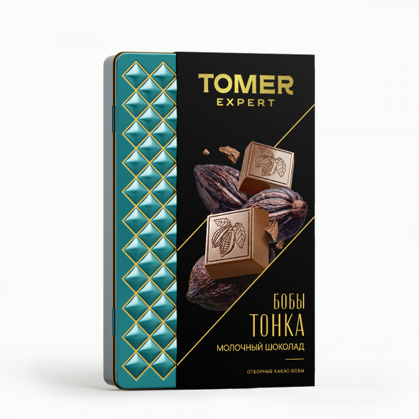 №1 Фабрика Томер металлический бокс Молочный шоколад БОБЫ ТОНКА , 90г в Минеральных Водах