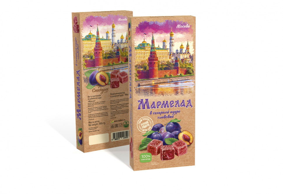  Сладарт Мармелад Сливовый МОСКВА в сахарной пудре (642), 200г   в Минеральных Водах