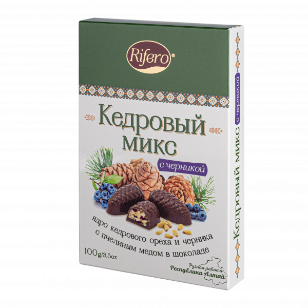 №1 Риф и ко Конфеты "Кедровый микс ЧЕРНИКА" 100г       в Минеральных Водах
