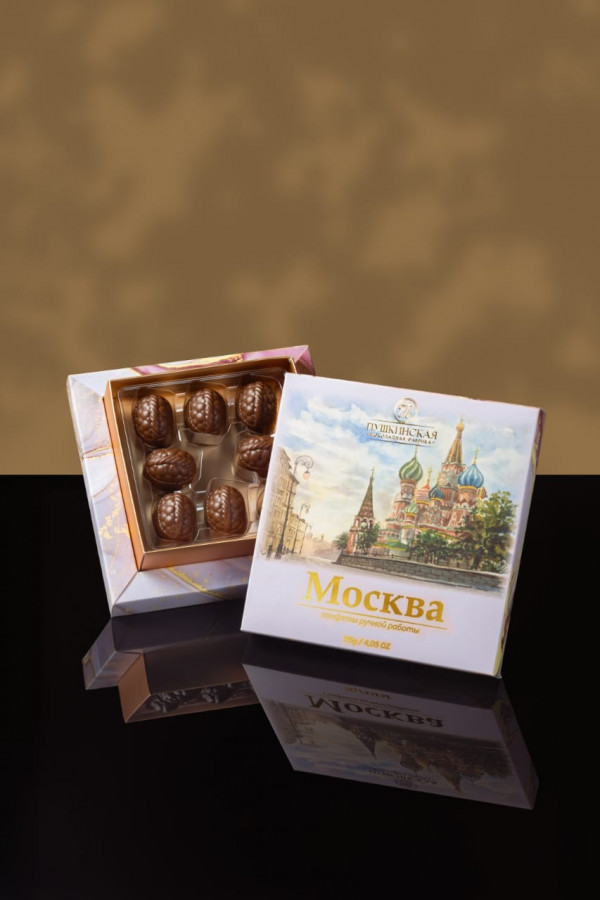 №1 Пушкинская фабрика Конфеты Фундук-Малина (Москва), 115г(розовая коробка) в Минеральных Водах