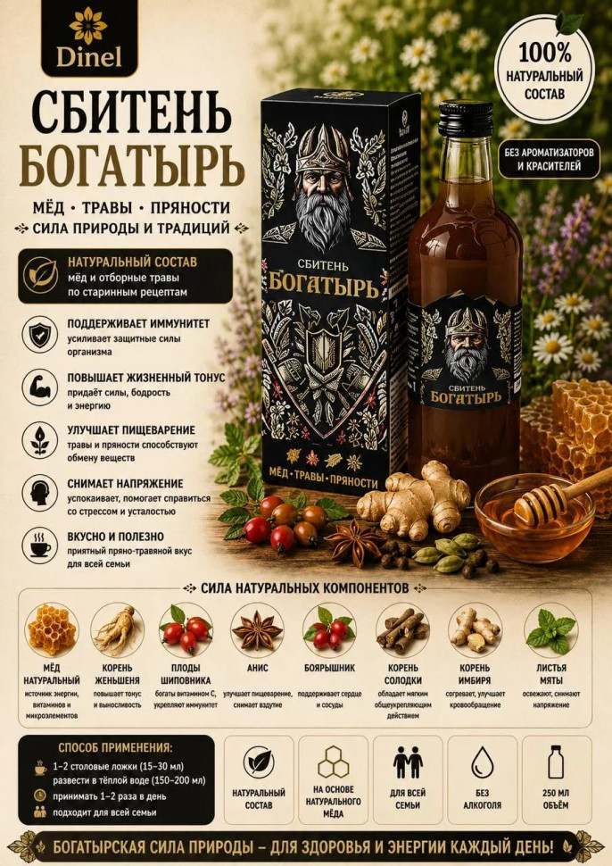  Сбитень Богатырь, 250мл  в Минеральных Водах